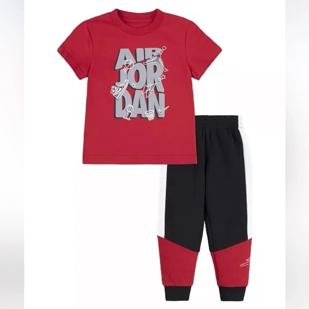 Jordan Little Boys Playground Fleece T-shirt and Pants Set joggers 4